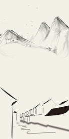 水墨山水人家新中式意境玄关