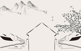 水墨新中式意境山水电视背景墙