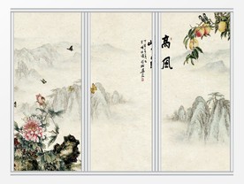 中国风山水画移门