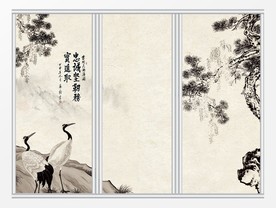 中国风水墨青松移门