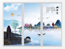 新中式手绘山水情移门