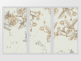 现代简约手绘花卉移门