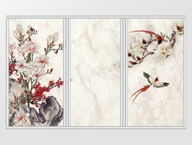 时尚现代玉兰花花鸟移门