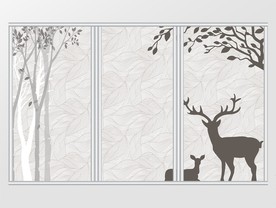 清新淡雅北欧风树木麋鹿移门