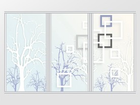 现代简约树枝方形几何移门