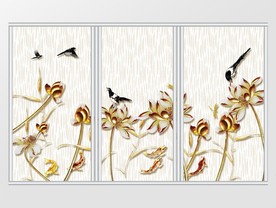 简约现代立体荷花图形移门