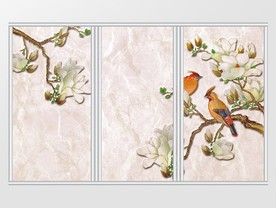 时尚简约玉兰花花鸟移门