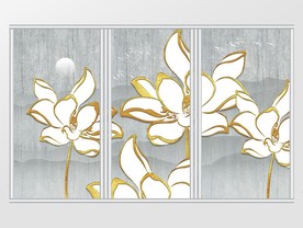 现代简约质感荷花山水意境移门