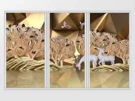 北欧金色麋鹿移门