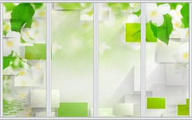 3D立体壁画清新竹子移门