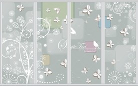 3D立体蝴蝶花纹移门