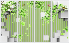 3D立体绿树移门