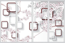 3D手绘梅花移门