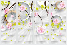 3D手绘蔷薇移门