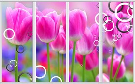 3D唯美百合郁金香移门