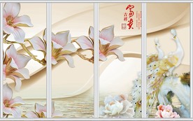 白玉兰彩雕移门