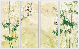 竹林飞鸟竹报移门