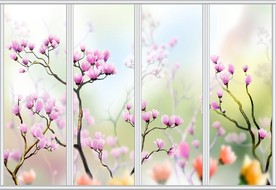 粉色花卉梦幻移门