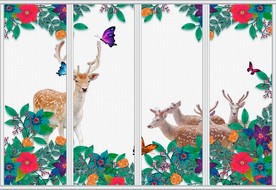 麋鹿森林花卉北欧移门