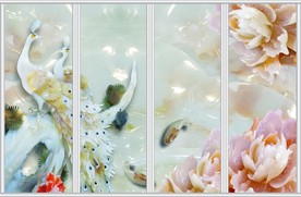 玉雕花开富贵荷花盛开移门