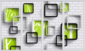 3D立体方框爱情鸟移门