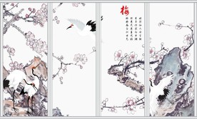 寒梅花开中国风移门