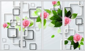 简约玫瑰花移门