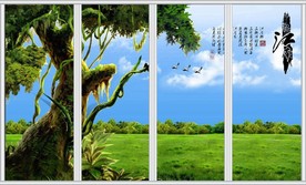 江南春风景画移门