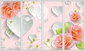 浪漫爱心玫瑰花移门