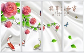 浪漫绿色玫瑰花移门