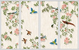 手绘花鸟百鸟林移门