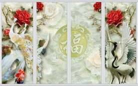 玉雕花鸟花开富贵福字移门