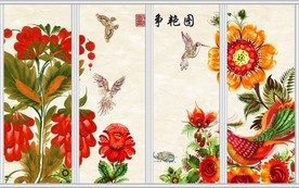 手绘花鸟移门