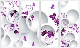 紫色花藤现代3D立体移门