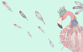 时尚火烈鸟羽毛背景墙