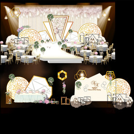 香槟金几何婚礼整体设计