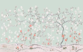 大型分层花鸟国画背景壁画