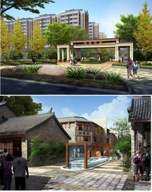 小区园林建筑设计效果图