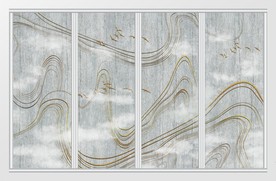 现代几何线条质感金色移门