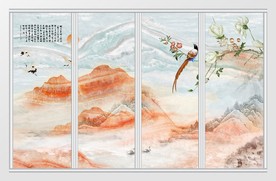 新中式花鸟唯美仙境移门