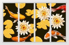 现代创意鱼戏莲叶移门