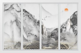 新中式水墨山水移门