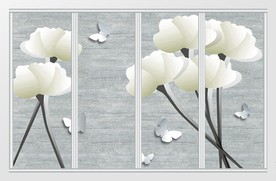 现代简约仿石纹花朵移门