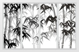 新中式手绘水墨竹子移门