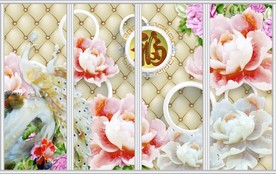 3D富贵玉雕牡丹移门