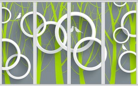 抽象树爱情鸟移门