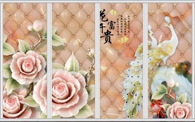 花开富贵牡丹玉雕移门