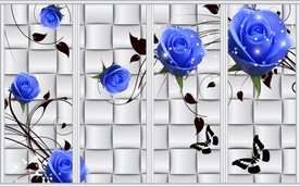 蓝色妖姬玫瑰花移门