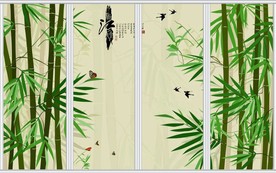 忆江南竹子中式移门