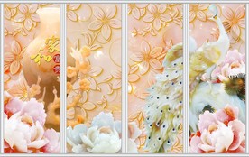 玉雕花瓶梅花家和富贵移门